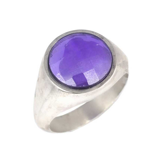 Premium Sterling Silver Amethyst Gemstone Men's Ring