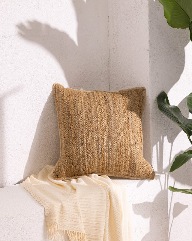 Natural Cotton & Jute Blend Cushion Cover - Louvre Collection Style