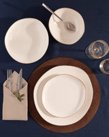 New Bone Alette 6-Person Dinner Set - Gold-Rimmed White