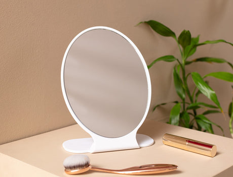 Plastic & Glass Freestanding Makeup Mirror - 1X Magnification