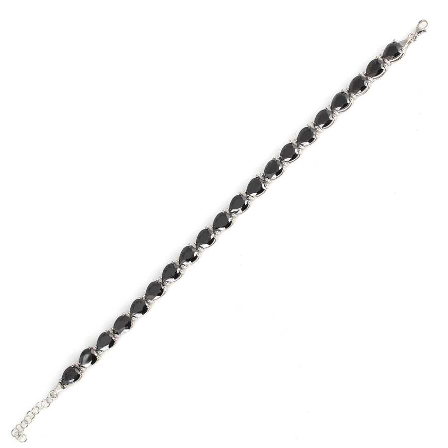 925 Sterling Silver Teardrop Synthetic Onyx Tennis Bracelet