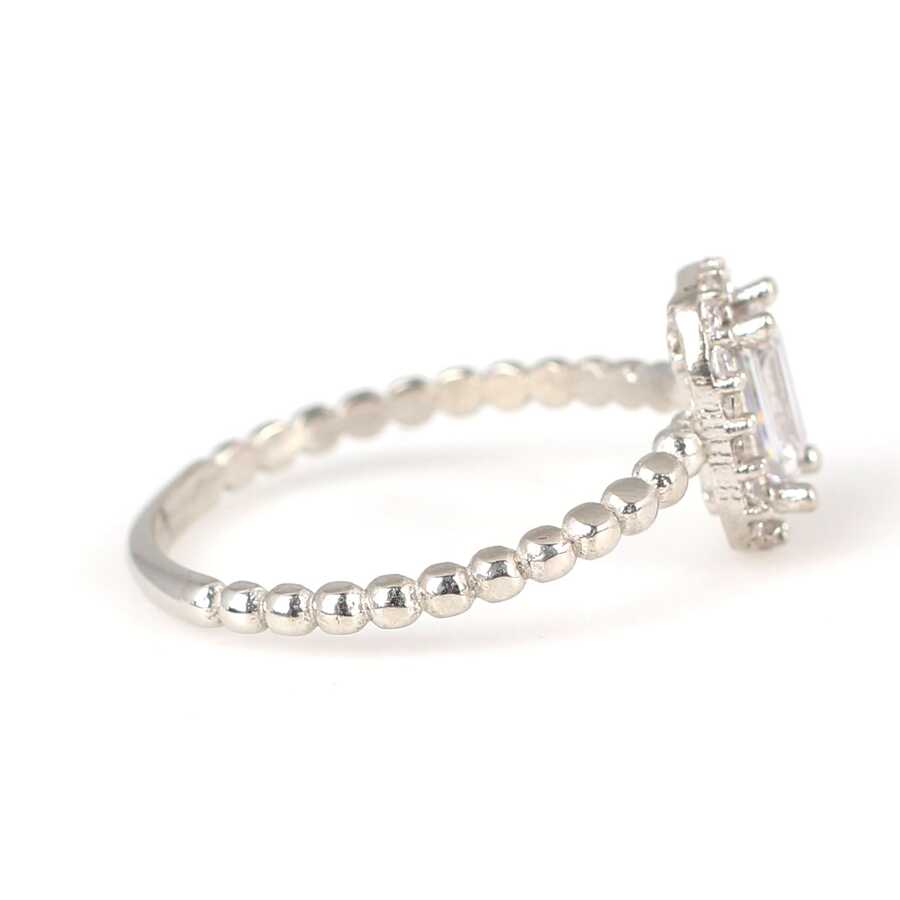 Bague baguette en argent sterling de qualité supérieure