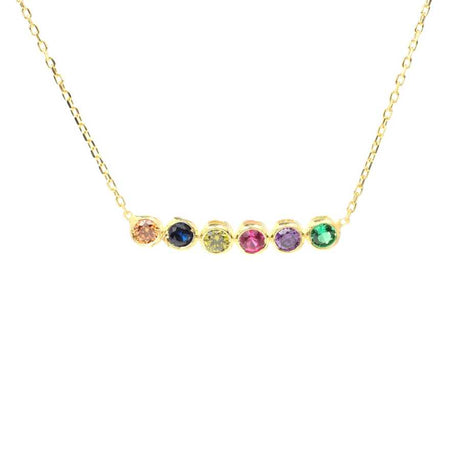 Premium Sterling Silver Six-Row Waterfall Multi-Stone Necklace