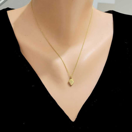 Gold Plated 925 Sterling Silver Necklace - Geometric Pattern