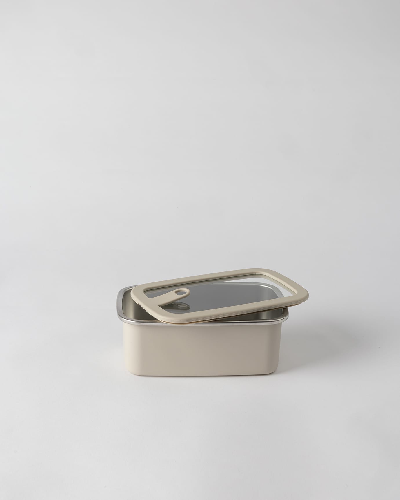 Opbevaringsbeholder til mad i rustfrit stål, blød beige, 1100 ml