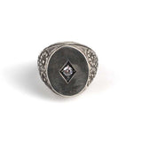 925 Sterling Silver White Zircon Ring - Polished Oval Mirror Design