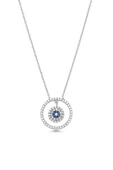 Sterling Silver Evil Eye Hoop Necklace - Zircon Gemstone