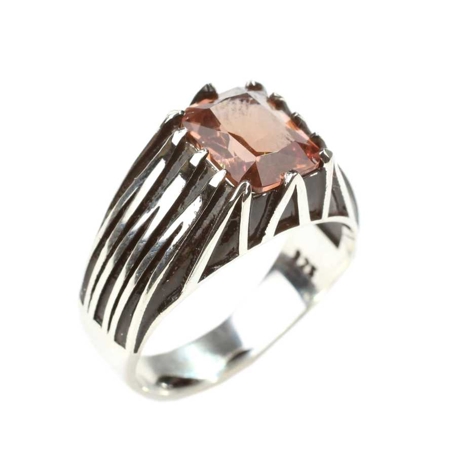 Bague rectangulaire Sultanite pour homme en argent sterling 925 de qualité supérieure