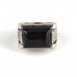 Sterling Silver Black Onyx Men's Ring - Bold Rectangular Design