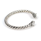 925 Sterling Silver Men's Bracelet - Bull Head Twisted Design