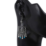 Sterling Silver Filigree Moon & Teardrop Turquoise & Pearl Dangle Earrings