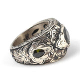 Anillo para hombre de plata de ley 925 con peridoto - Declaración artesanal