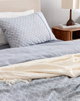 King Size 100% Cotton Printed Duvet Cover Bedding Set - Blue Gray