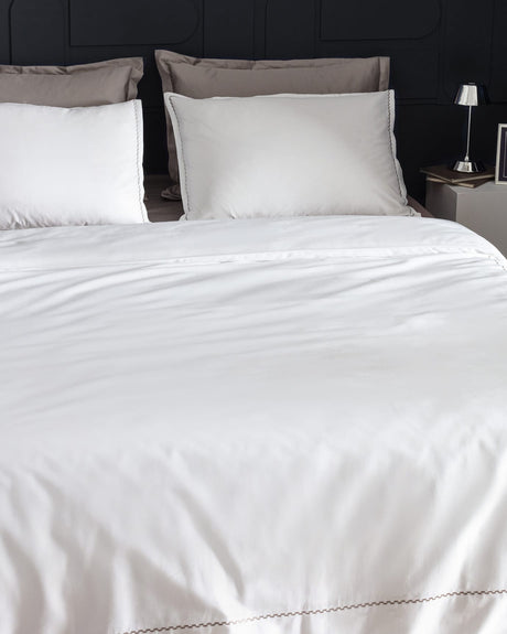 100% Cotton Sateen King Size Duvet Cover Set - Embroidered Luxury