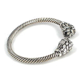 925 Sterling Silver Lion Head Twisted Men's Bracelet
