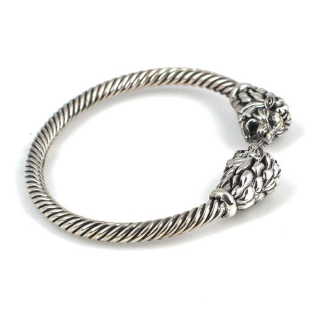 925 Sterling Silver Lion Head Twisted Men's Bracelet