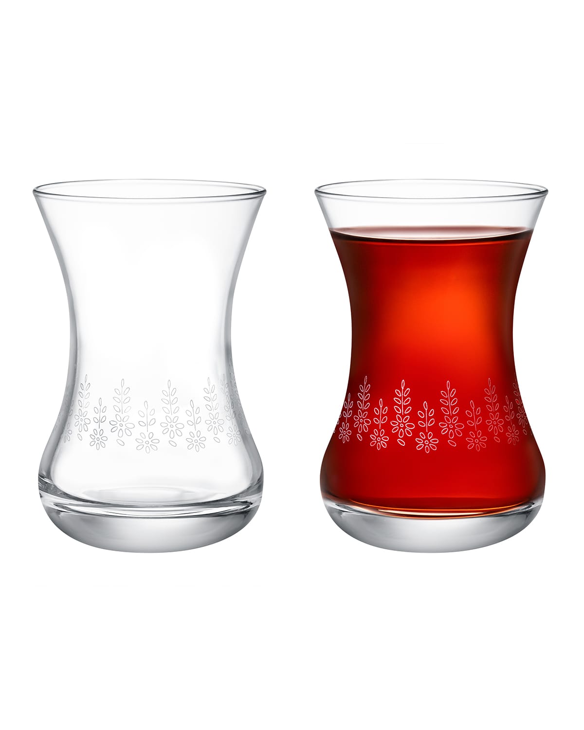 Clear Glass 6-Piece Tea Glass Set - Delicate Daisy Touch Design