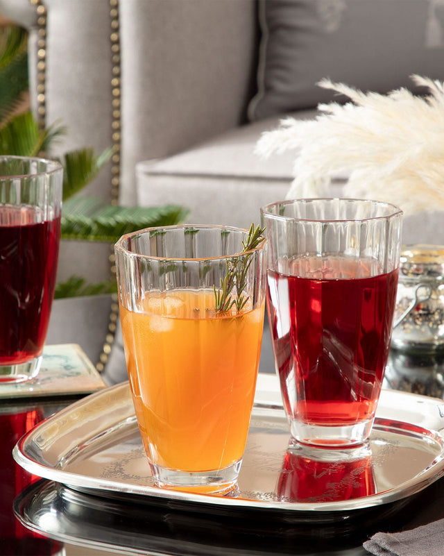 Clear Glass Beverage Glasses Set of 4 - Fiona Collection
