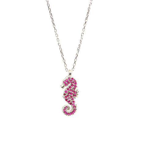 Premium Sterling Silver Ruby Seahorse Necklace