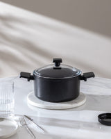 22cm Professional Titanium Deep Cooking Pot, Black