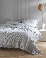 Cotton Blend King Size Duvet Cover Set - Ruffled Yarn Dyed