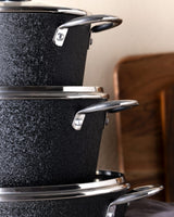 Titanium 7-Piece Nonstick Cookware Set, Black Pots and Pans