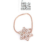 Premium 925 Sterling Silver Snowflake Joint Ring Pink White Stone