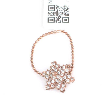 Premium 925 Sterling Silver Snowflake Joint Ring Pink White Stone