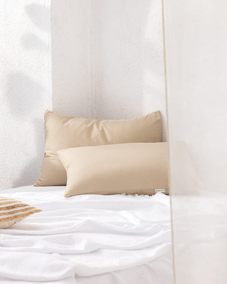 100% Cotton Ranforce Plain Pillowcase Set, Dark Beige