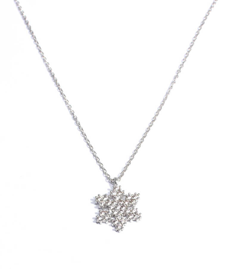 Sterling Silver Dazzling Snowflake Pendant Necklace with Zirconia