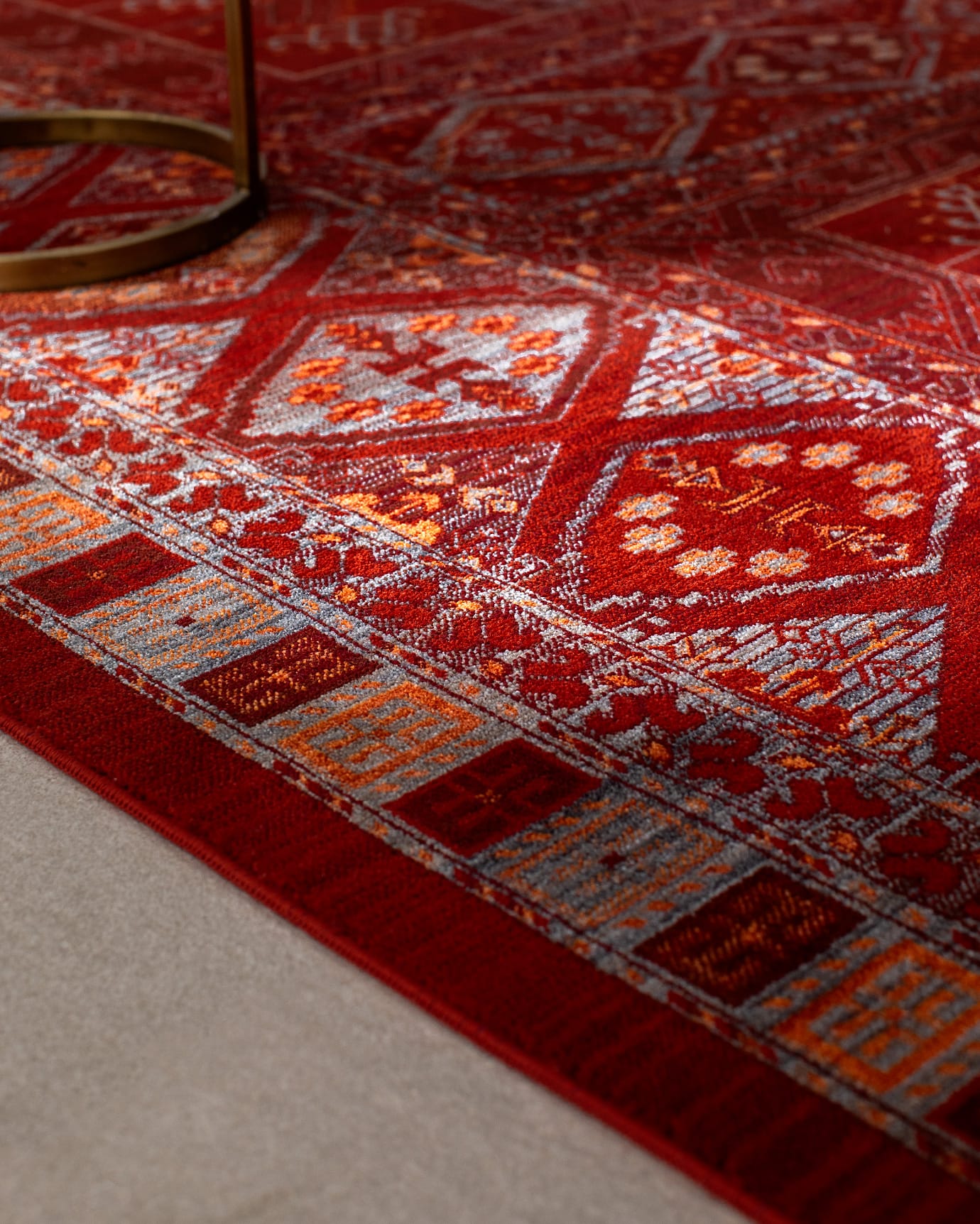 Red Distressed Medallion Area Rug - 6'7" x 9'10" Polyester