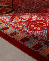 Red Distressed Medallion Area Rug - 6'7" x 9'10" Polyester