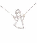 Sterling Silver Angel Pendant Necklace with Zircon