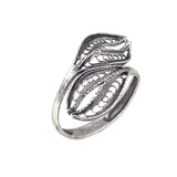 925 Sterling Silver Filigree Leaf Ring - Handcrafted Nature Inspired