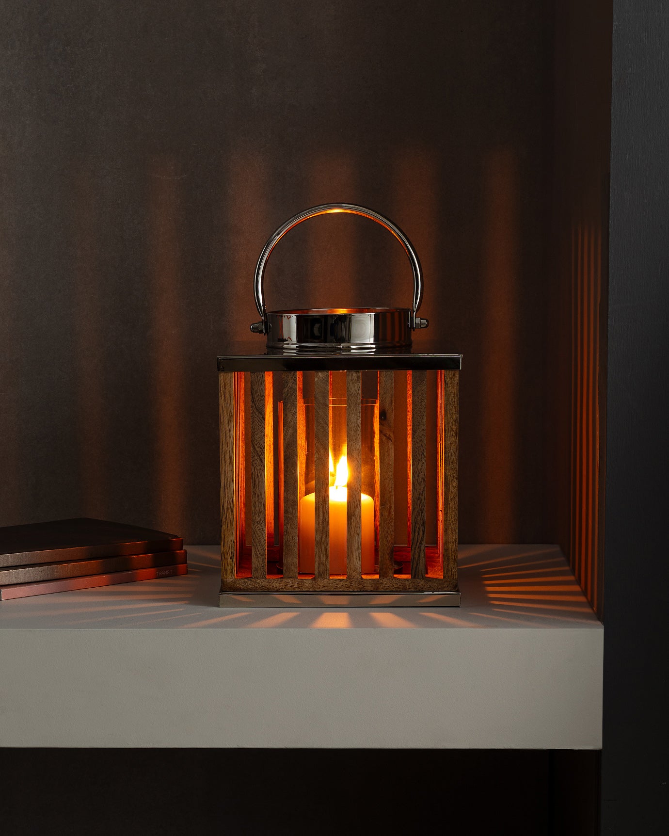 Mango Wood Lantern - Artisanal Amber Glow