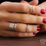 Sterling Silver Wide Band Ring - Adjustable & Minimalist Design