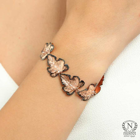 Premium 925 Sterling Rose Silver Leaf Bracelet
