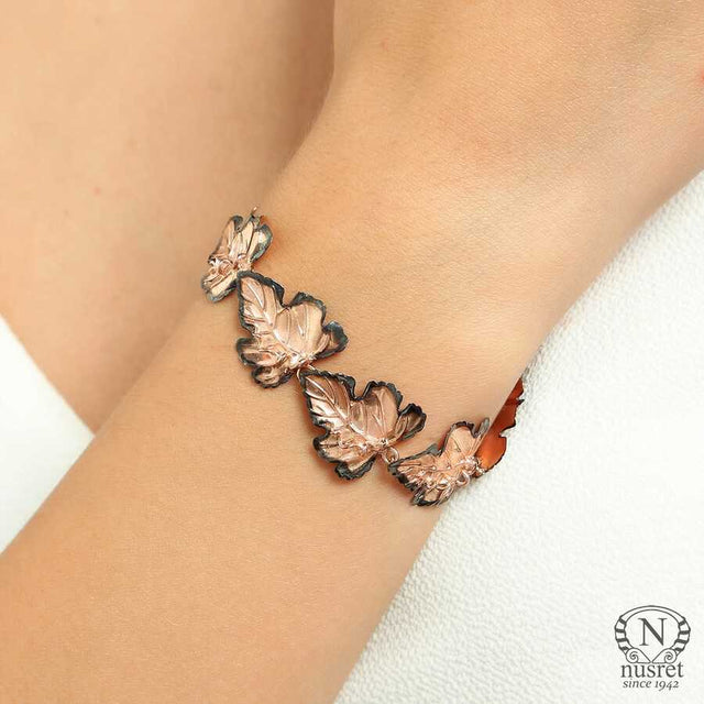Premium 925 Sterling Rose Silver Leaf Bracelet
