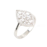 925 Sterling Silver Shuttle Model Ring with Baguette Zircon Stones