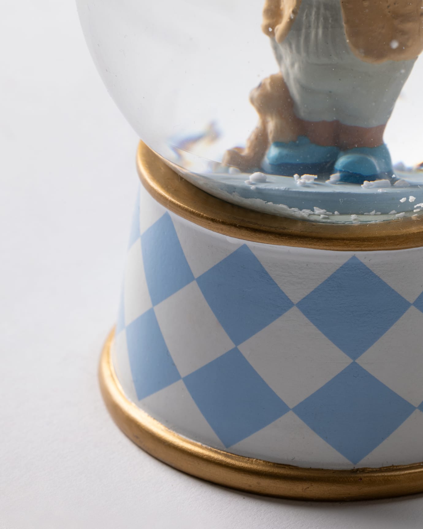 Resin & Glass Snow Globe - Polo Bear Salmon & Blue Design