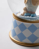 Resin & Glass Snow Globe - Polo Bear Salmon & Blue Design