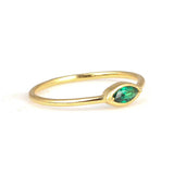925 Sterling Silver Emerald Color Zircon Ring - Elegant Shuttle Design