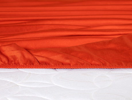 Twin Size Orange 100% Cotton Sateen Fitted Sheet