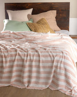 Double Cotton Bedspread - Powder Pink Quilted Bed Cover