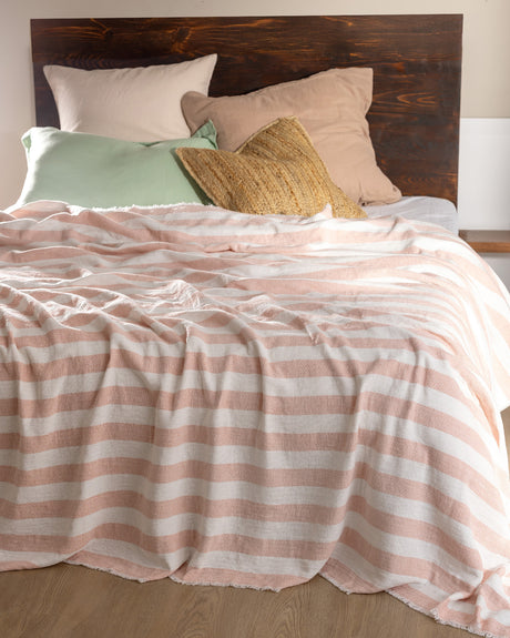 Double Cotton Bedspread - Powder Pink Quilted Bed Cover