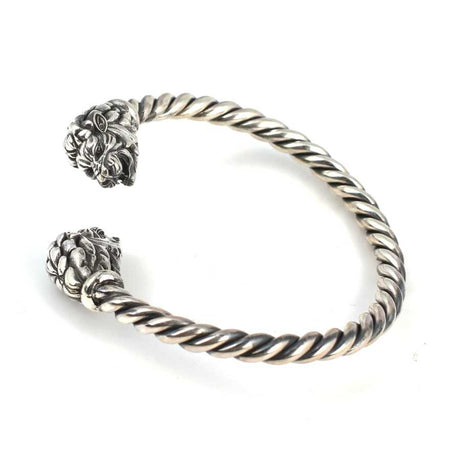 925 Sterling Silver Men's Twisted Lion Head Bracelet