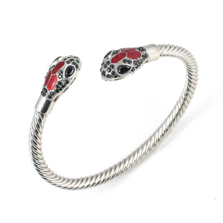 Premium 925 Sterling Silver Black Stone Snake Head Twisted Men's Bracelet