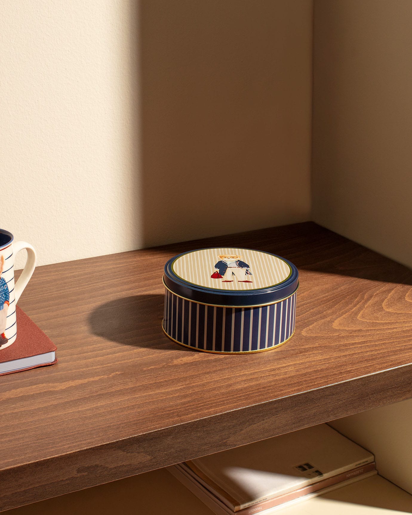 Round Metal Storage Canister - Modern Dual-Tone Kitchen Accent