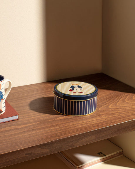 Round Metal Storage Canister - Modern Dual-Tone Kitchen Accent