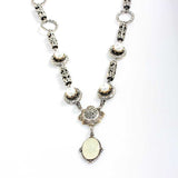 Sterling Silver Enamel Pearl Byzantine Necklace - Constantin Design